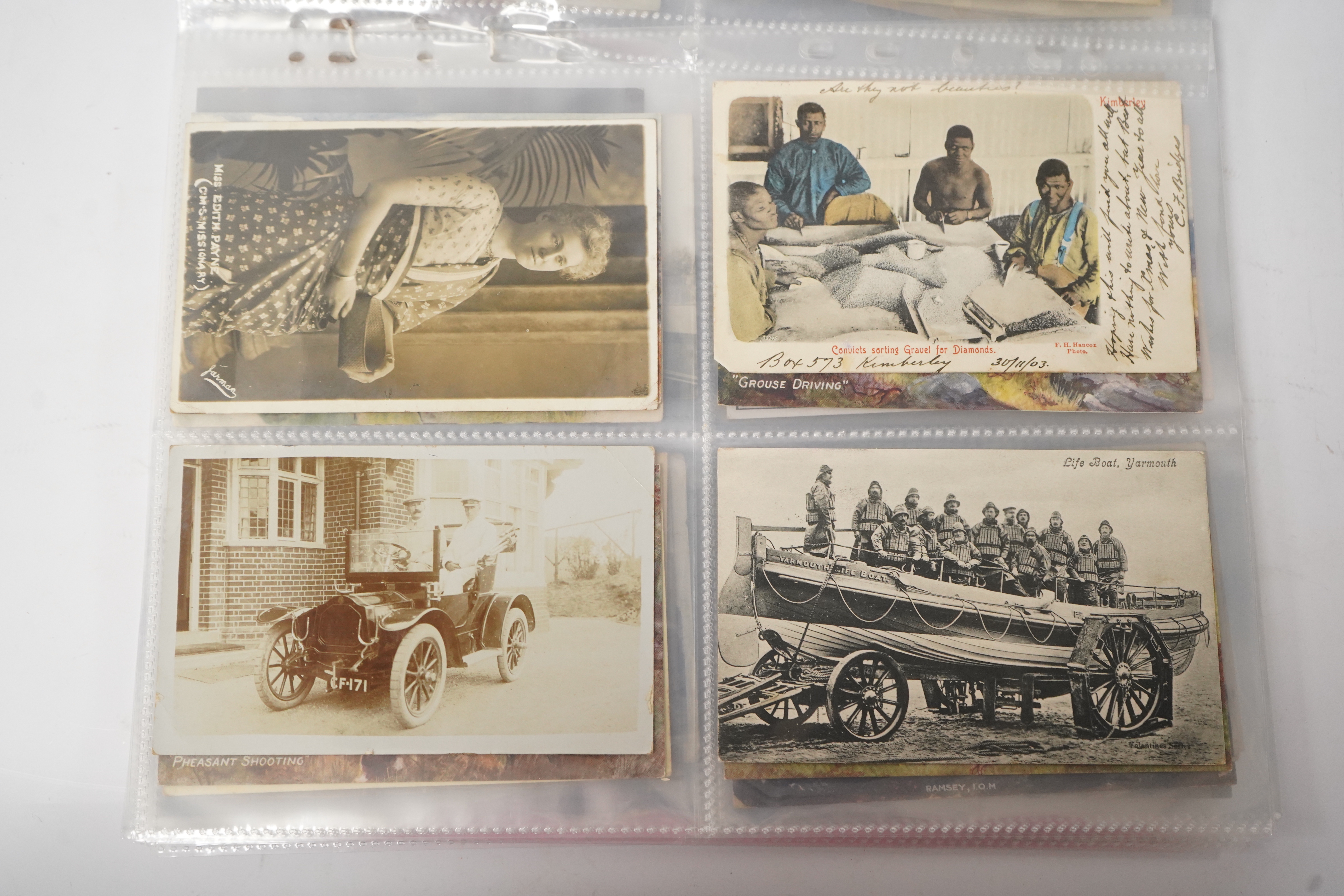 A group of eighty eight assorted vintage postcards, including American topography, rail accidents and motoring.